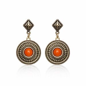 ⚜️ Elegant Gold and Orange Dangle Earrings
